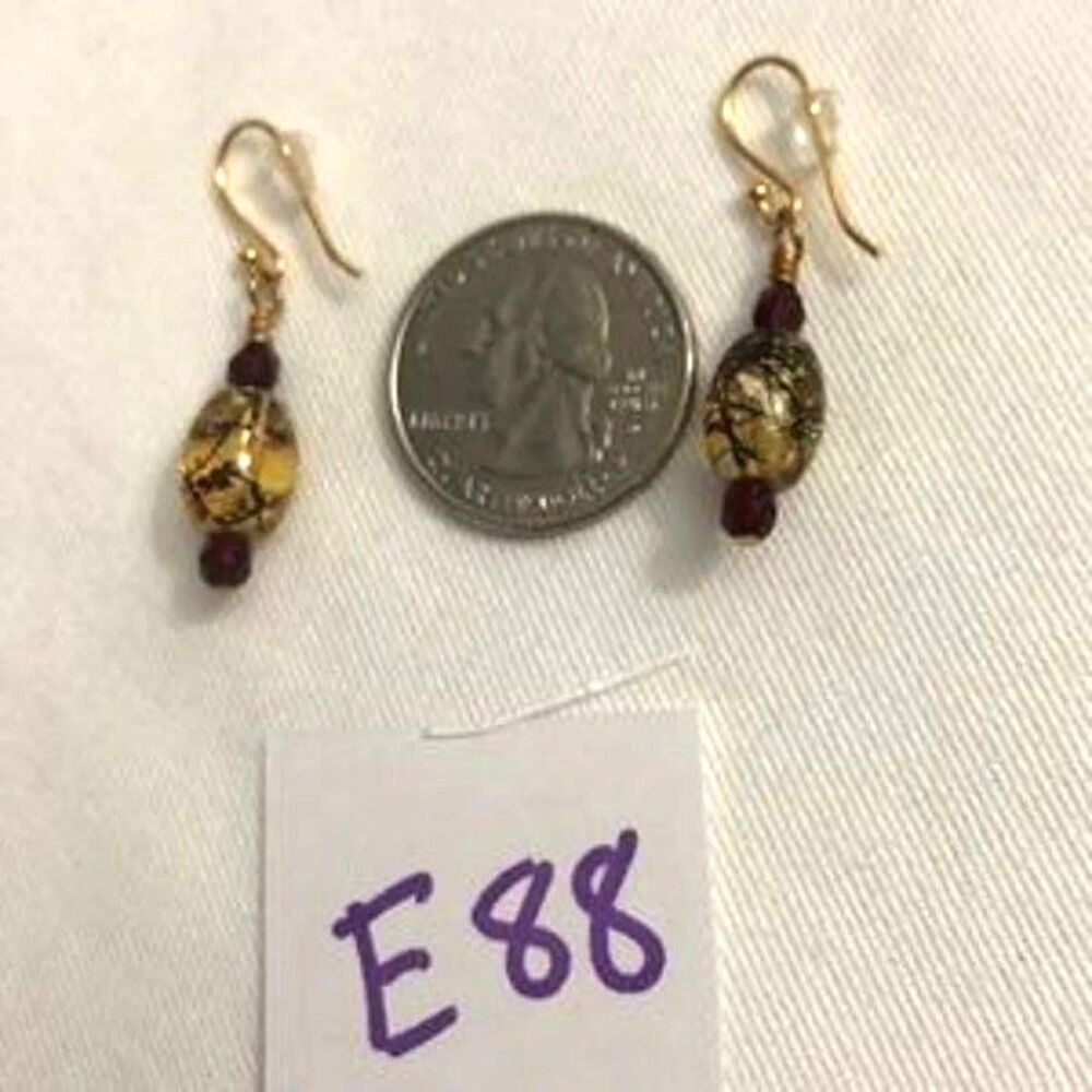 Painted Glass Bead Dangle Earrings - Picture 7 of 8